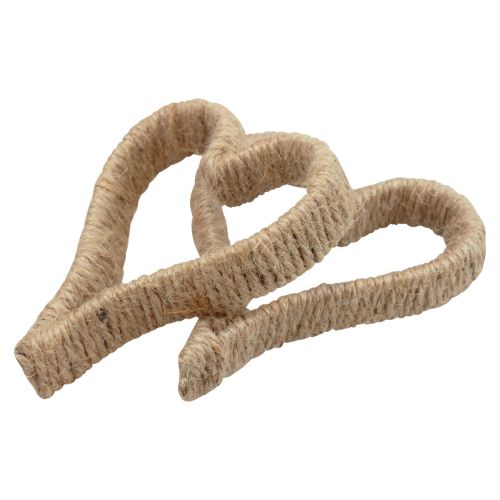 Floristik24 Anneau en métal coeur style bohème anneau décoratif ruban de jute 11cm 6pcs
