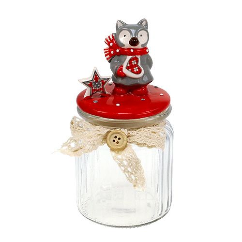 Bonbonnière avec couvercle renard Ø7,5cm H16cm