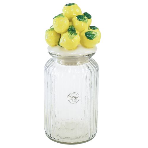 Bonbonnière verre céramique citron été Ø11cm H27cm