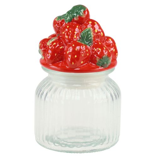 Article Pot à bonbons avec couvercle pot à biscuits fraise Ø11cm H18cm