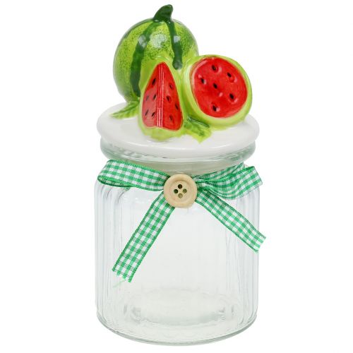 Floristik24 Bonbonnière en verre avec couvercle fruit melon H15,5cm