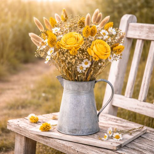 Article Bouquet de roses séchées en bois de Sola. Bouquet élégant pour une décoration intérieure naturelle. 50 cm