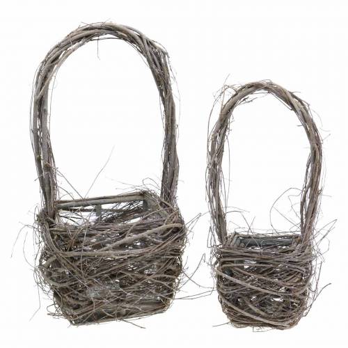 Floristik24 Panier décoratif en osier avec poignée naturel H36.5cm H45cm lot de 2