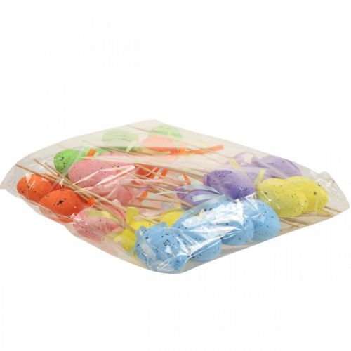 Floristik24 Oeufs de Pâques colorés bouchons de plantes en plastique H6cm 24pcs