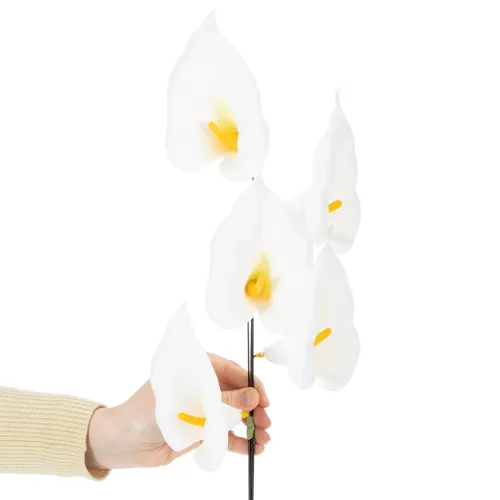 Lys calla artificiel à étamines jaunes, fleurs décoratives, 35 cm, lot de 10 | Floristik24.be