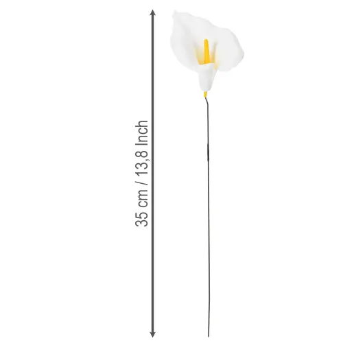Lys calla artificiel à étamines jaunes, fleurs décoratives, 35 cm, lot de 10 | Floristik24.be