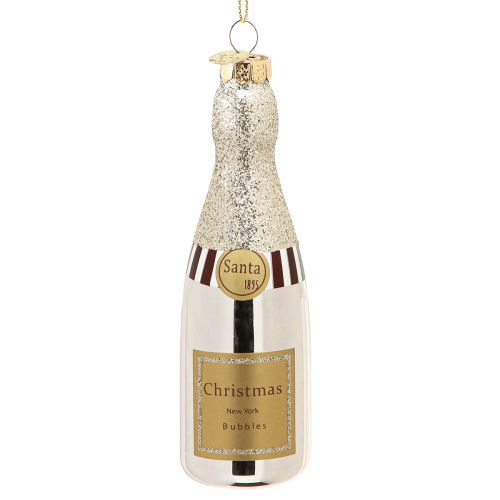 Floristik24 Bouteille de champagne à suspendre décoration de réveillon argent 13cm 5 pcs