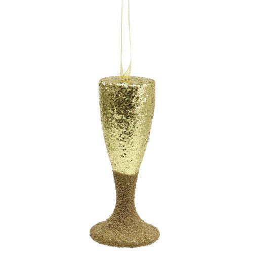 Floristik24 Verre à champagne cintre doré clair paillettes 15cm Nouvel An et Noël