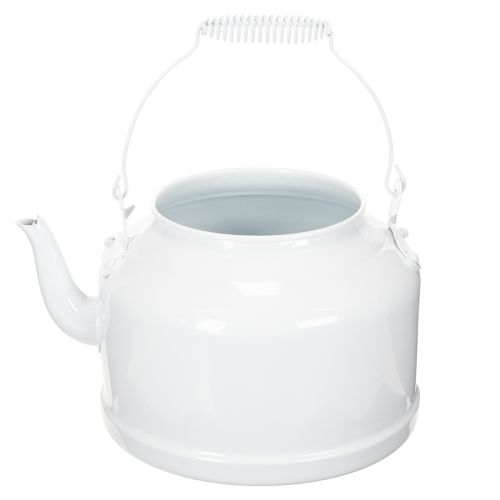 Charmante théière décorative blanche, pot de fleurs en métal de style champêtre, pot de fleurs vintage 27 x 20,5 cm | Floristik24.be