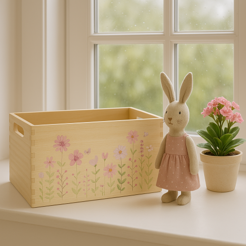 Article Petite boîte en bois boîte en bois fleurs papillon 30x18cm