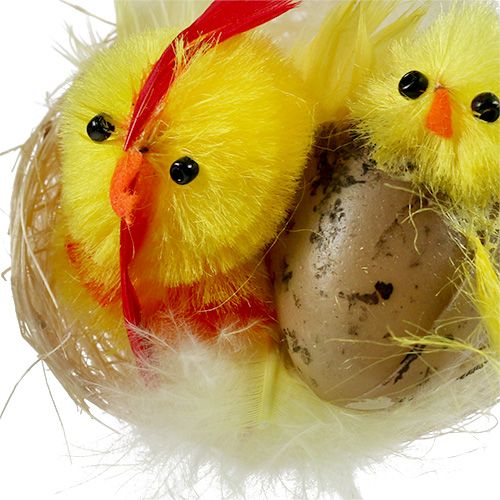 Floristik24 Poussins chenille dans le nid jaune 5cm 4pcs