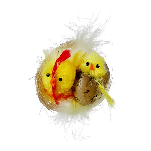 Floristik24 Poussins chenille dans le nid jaune 5cm 4pcs
