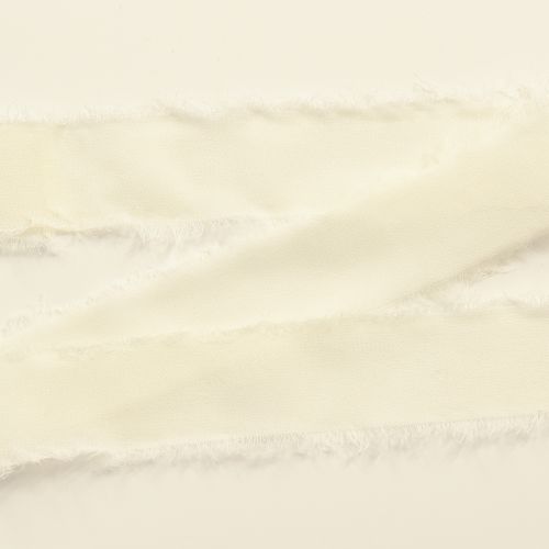 Article Ruban en mousseline de soie crème avec franges 40 mm 15 m