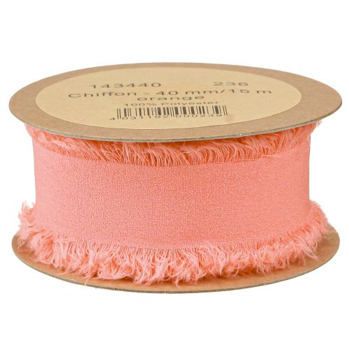 Article Ruban mousseline tissu orange pastel ruban franges 40mm 15m