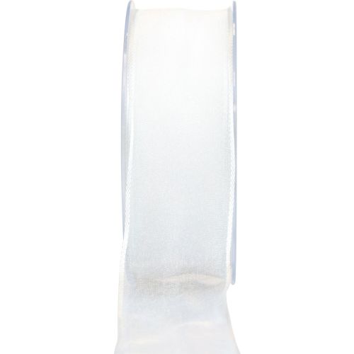 Floristik24 Ruban mousseline ruban organza ruban décoratif organza blanc 40mm 20m