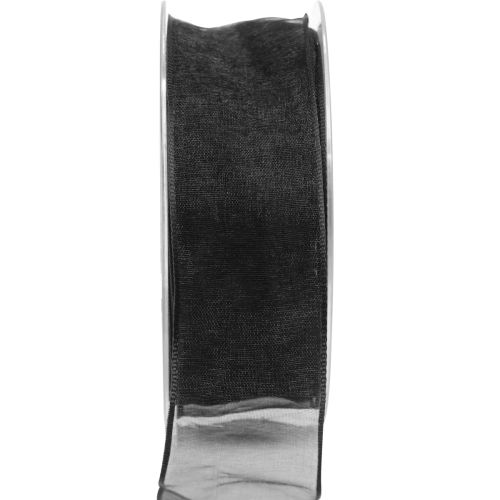 Floristik24 Ruban mousseline ruban organza organza noir 40mm 20m