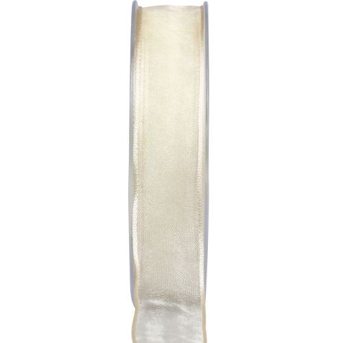 Floristik24 Ruban mousseline ruban organza ruban décoratif organza crème 25mm 20m