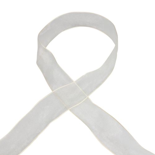 Floristik24 Ruban mousseline ruban organza ruban décoratif organza crème 40mm 20m