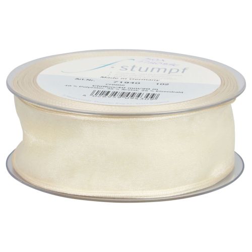 Floristik24 Ruban mousseline ruban organza ruban décoratif organza crème 40mm 20m
