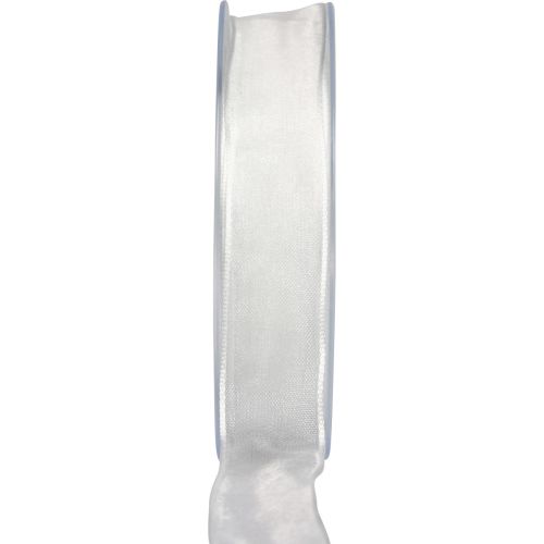 Floristik24 Ruban mousseline ruban organza ruban décoratif organza blanc 25mm 20m