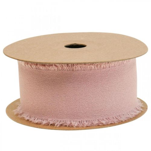 Article Ruban mousseline ruban tissu rose avec franges 40mm 15m