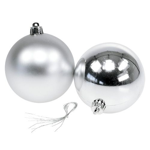 Floristik24 Boules de sapin de Noël plastique argent 8cm 6pcs