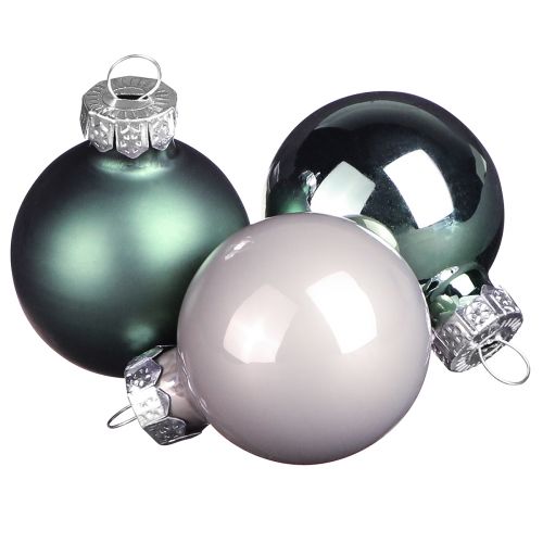 Floristik24 Boules de sapin de Noël en verre vert nacre gris Ø5cm 24 pcs