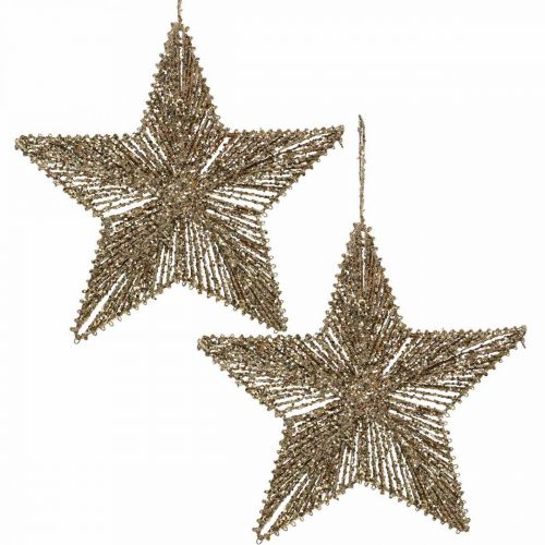 Décorations de sapin de Noël, décorations de l&#39;Avent, pendentif étoile Doré L25,5cm 4pcs