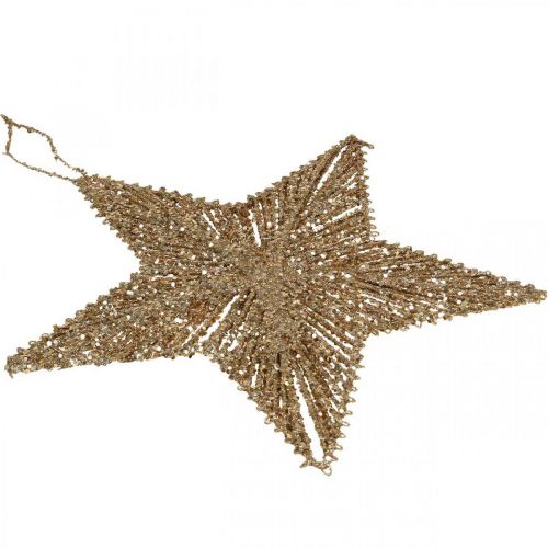 Article Décorations de sapin de Noël, décorations de l&#39;Avent, pendentifs étoiles dorés L20,5 cm 6 pcs
