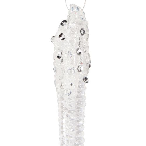 Article Décoration de sapin de Noël décoration de glaçons argent clair 15cm 8pcs