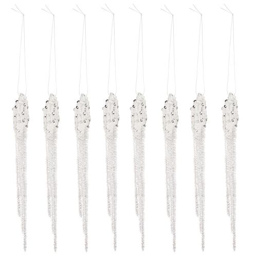 Article Décoration de sapin de Noël décoration de glaçons argent clair 15cm 8pcs