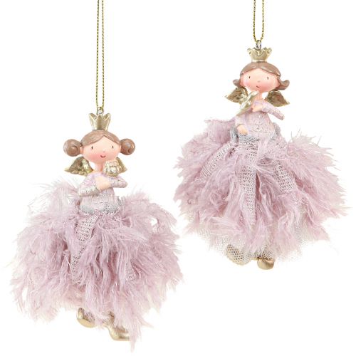 Floristik24 Décoration de sapin de Noël décoration ange princesse rose 11cm 4pcs