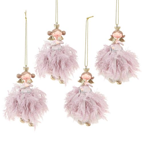 Floristik24 Décoration de sapin de Noël décoration ange princesse rose 11cm 4pcs