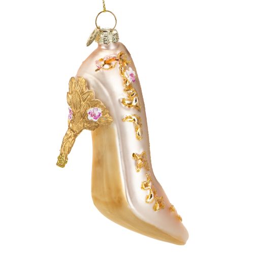 Floristik24 Décoration de sapin de Noël chaussures en verre rose 10 cm 2 pièces