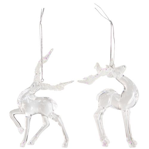 Article Décoration d&#39;arbre de Noël cerf figurine décorative acrylique 12,5/15cm 2pcs