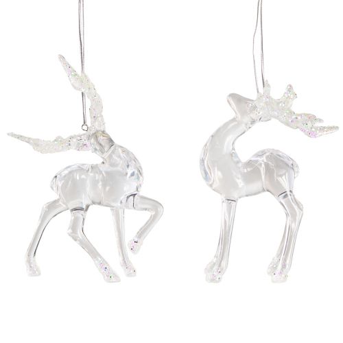 Article Décoration d&#39;arbre de Noël cerf figurine décorative acrylique 12,5/15cm 2pcs