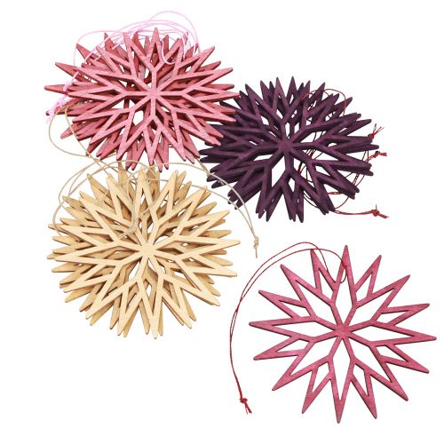 Article Décoration de sapin de Noël décoration en bois flocon de neige baie 10cm 12 pcs