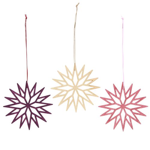 Article Décoration de sapin de Noël décoration en bois flocon de neige baie 10cm 12 pcs