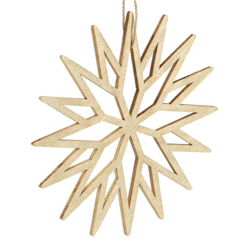 Article Décorations pour arbres de Noël décoration en bois flocon de neige marron 10cm 12 pcs