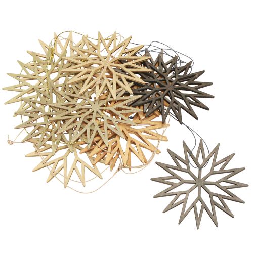 Article Décorations pour arbres de Noël décoration en bois flocon de neige marron 10cm 12 pcs