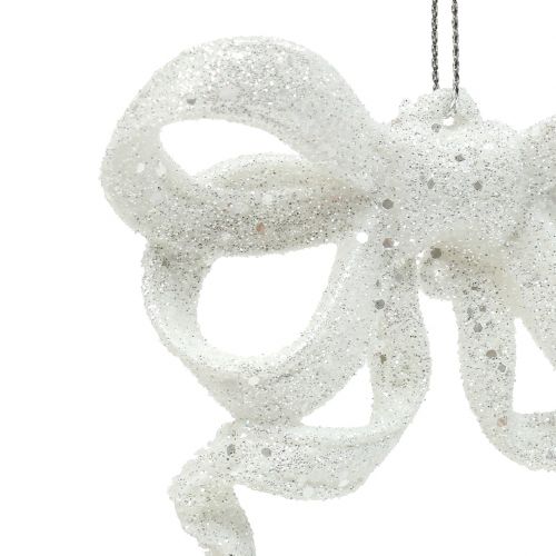 Floristik24 Boucle de décoration d&#39;arbre de Noël 9cm avec paillettes blanches 12pcs