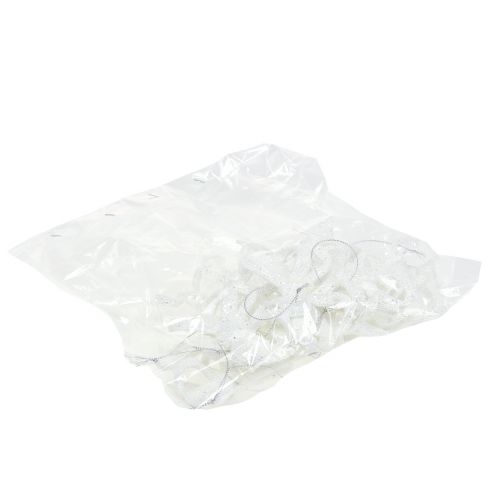 Floristik24 Boucle de décoration d&#39;arbre de Noël 9cm avec paillettes blanches 12pcs
