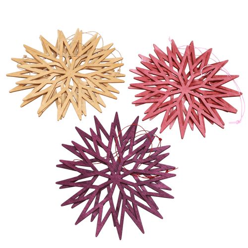 Article Décoration de sapin de Noël flocons de neige décoration en bois Berry 15cm 8 pcs