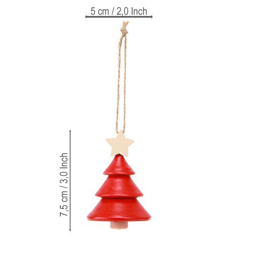 Article Décorations de sapin de Noël en bois de sapin rouge blanc 7,5 cm 6 pièces