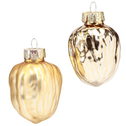 Article Décorations pour sapin de Noël Noël doré noyer 3x6cm 6 pcs
