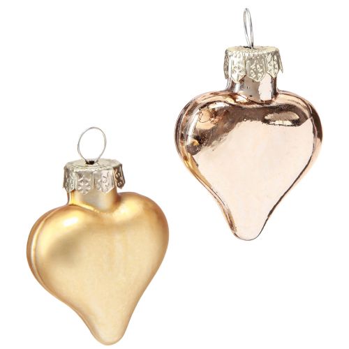 Décorations pour arbres de Noël Coeurs de Noël dorés 3cm 24 pcs