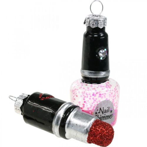 Floristik24 Décoration de sapin de Noël Beauty &amp; Glamour, pendentif en verre mélange cosmétique H5,5–7cm verre véritable 6pcs