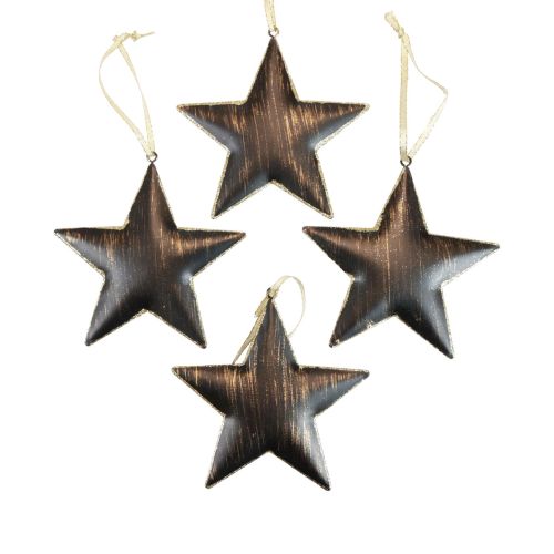 Floristik24 Décorations de sapin de Noël étoile décorative métal noir doré Ø11cm 4 pièces