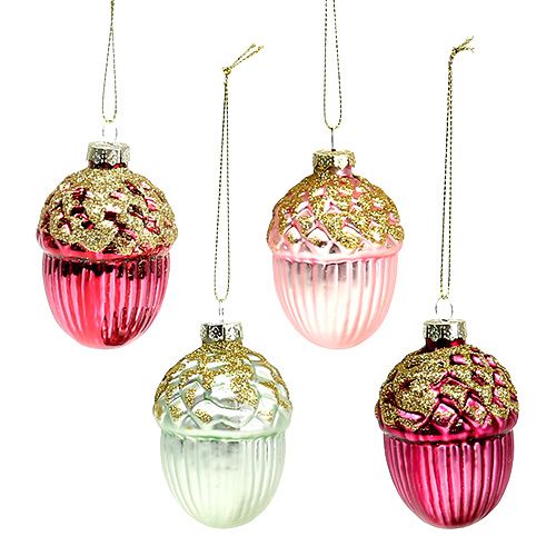 Floristik24 Décorations pour sapin de Noël gland à accrocher au cul de 8cm. 4p