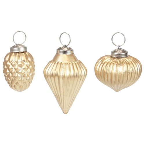 Floristik24 Décorations de sapin de Noël en verre doré, décoration vintage Ø4–6cm lot de 3